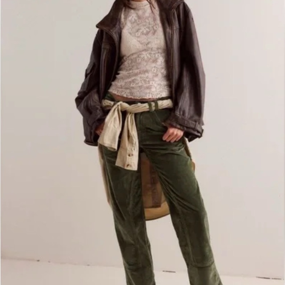 We The Free Risk Taker Mid-Rise Cord Jeans Garden Green Size 24 NWOT